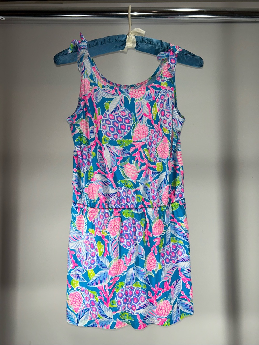 Lilly Pulitzer Girls Sundari Romper - Maldives Green Turtle Wave Size Large